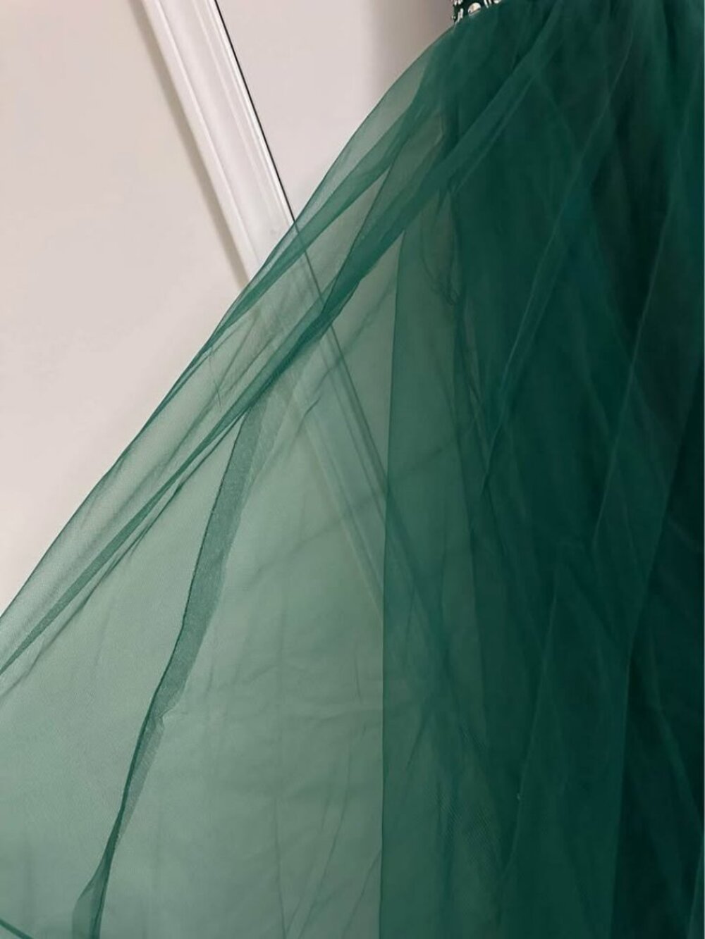 Emerald Green Beaded Ball Gown- Adjustable Back - Picture 6 of 8